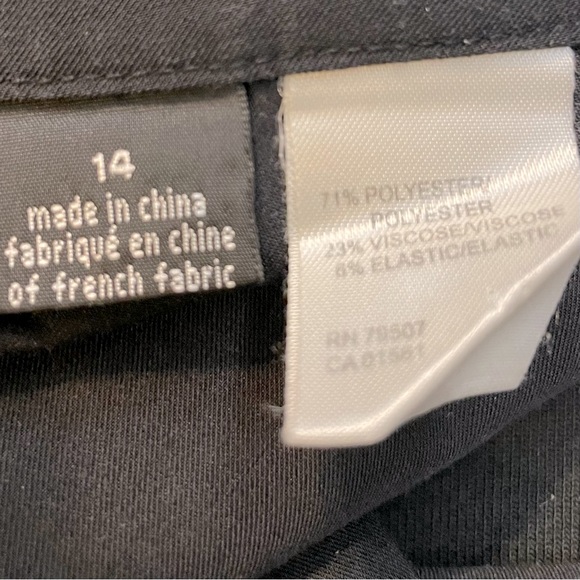 Isda & Co. Black Straight Leg Flat Front Pant Sz 14 - Picture 7 of 7